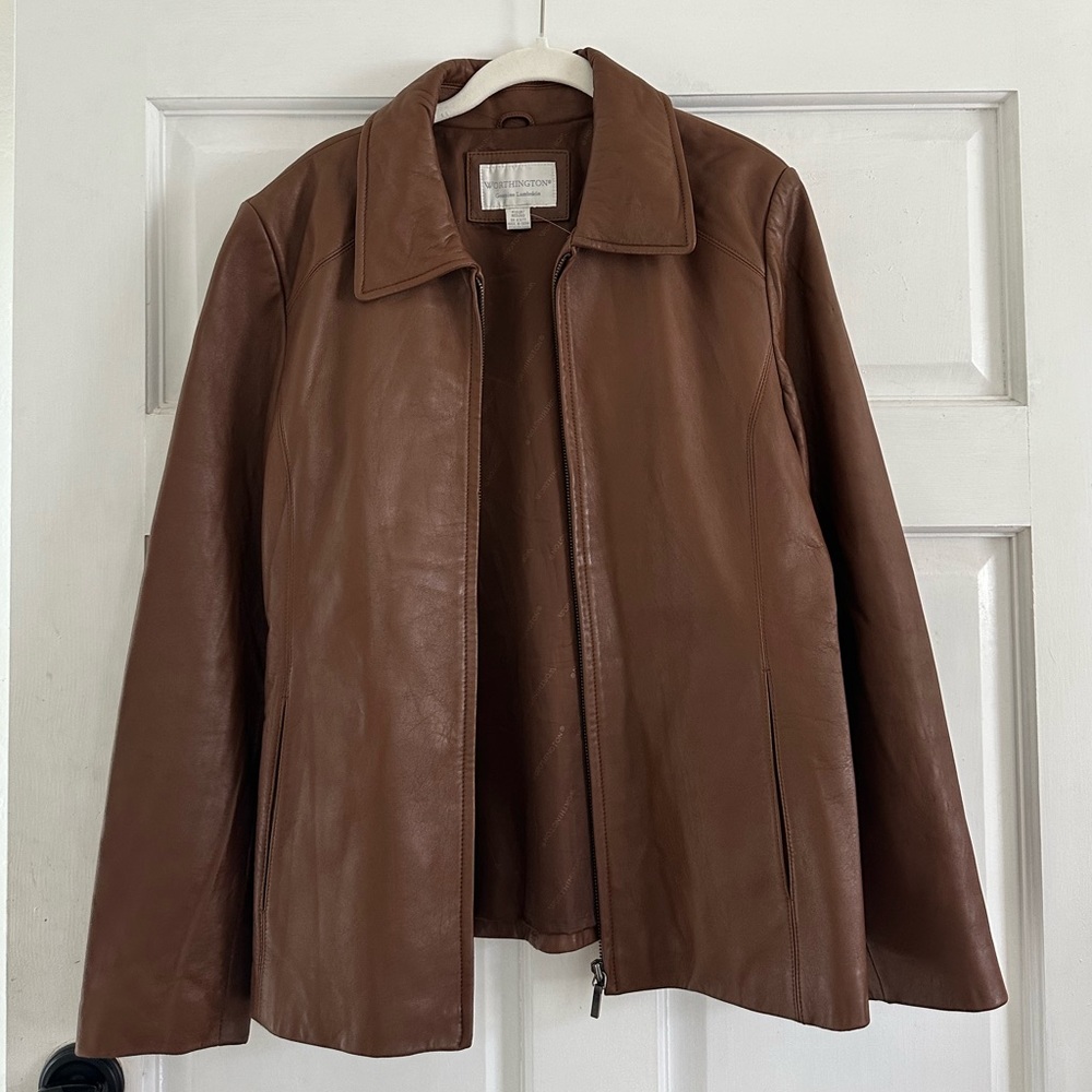 Worthington Genuine Lambskin Brown LeatherJacket
